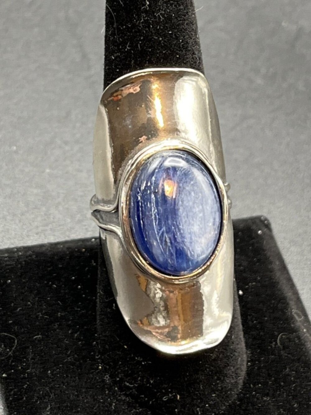 Vintage Sterling Silver Kyanite Knuckle Shield  Statement Ring Size 9